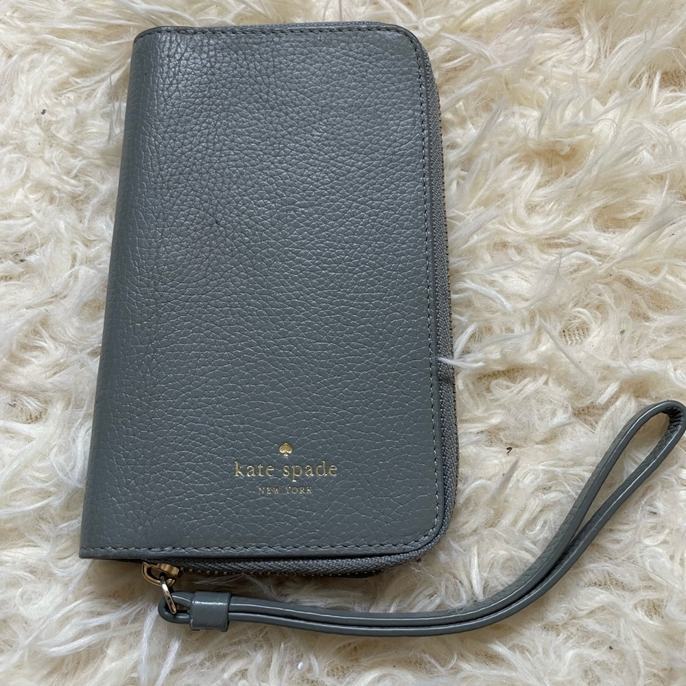 Kate Spade mint green / slate gray wallet wristlet